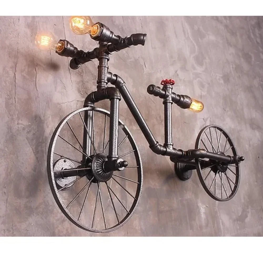 Hanging Bicycle Chandelier / Wall Light Rustic Decor & Industrial Art